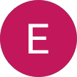 A white capital letter E centered inside a solid magenta pink circular background icon.